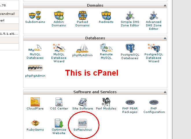 After login into cPanel, you will be able to see Softaculous icon, click it