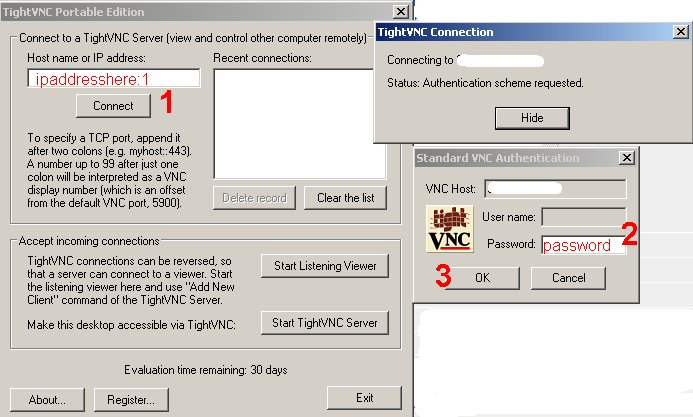 Using TightVNC software to login Linux repmote desktop PC